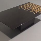 1980s Italian coffee table in black and yellow lacquered wood