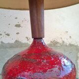 Ceramic lamp and teak by Krosselbach 1970