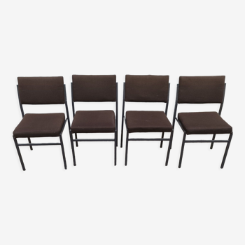 Set de 4 chaises vintage tissu marron