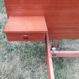 Scandinavian style bed with two built-in night tables