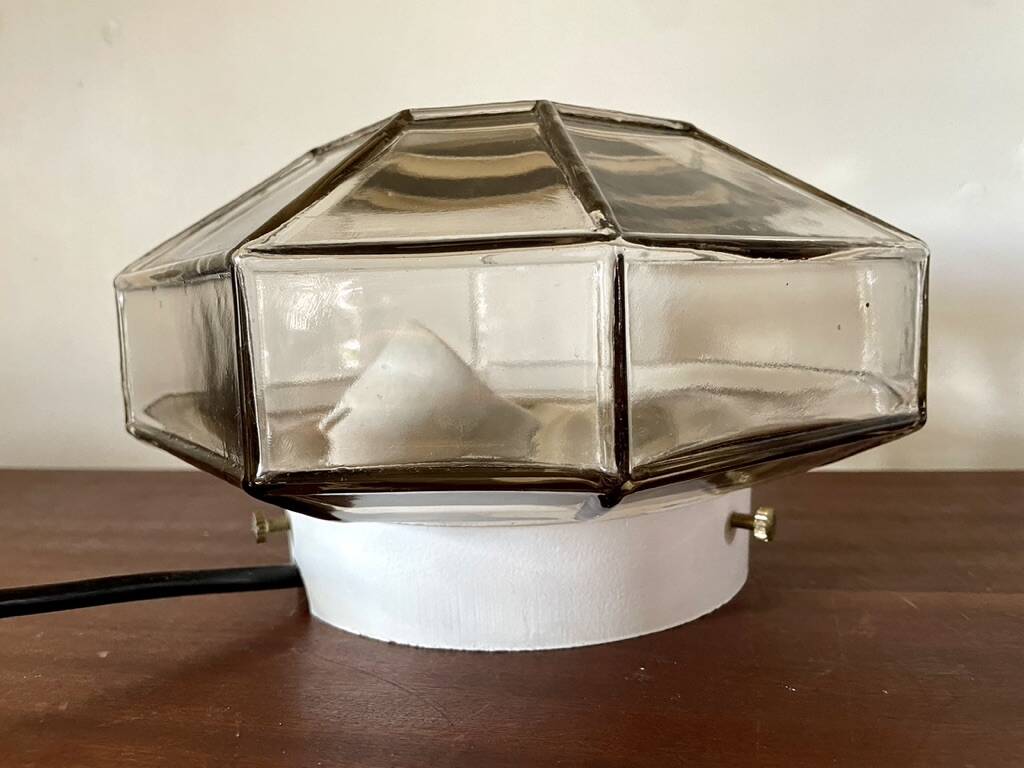Smoked glass ceiling light ISMOS Italy 1970