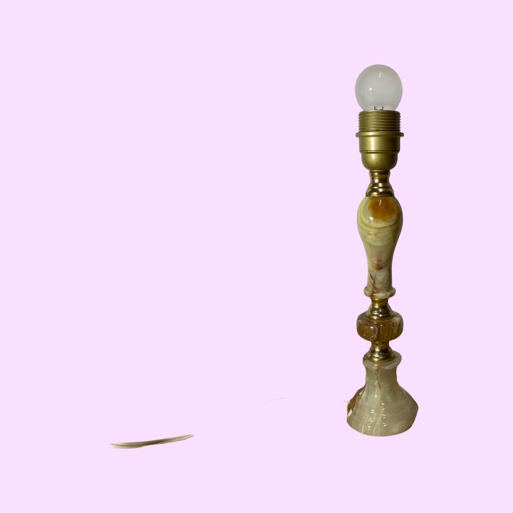 60s Green Marble Table Lamp From Denmark | Vintage Desk Lamp Green Marble With Brass Mid-Century