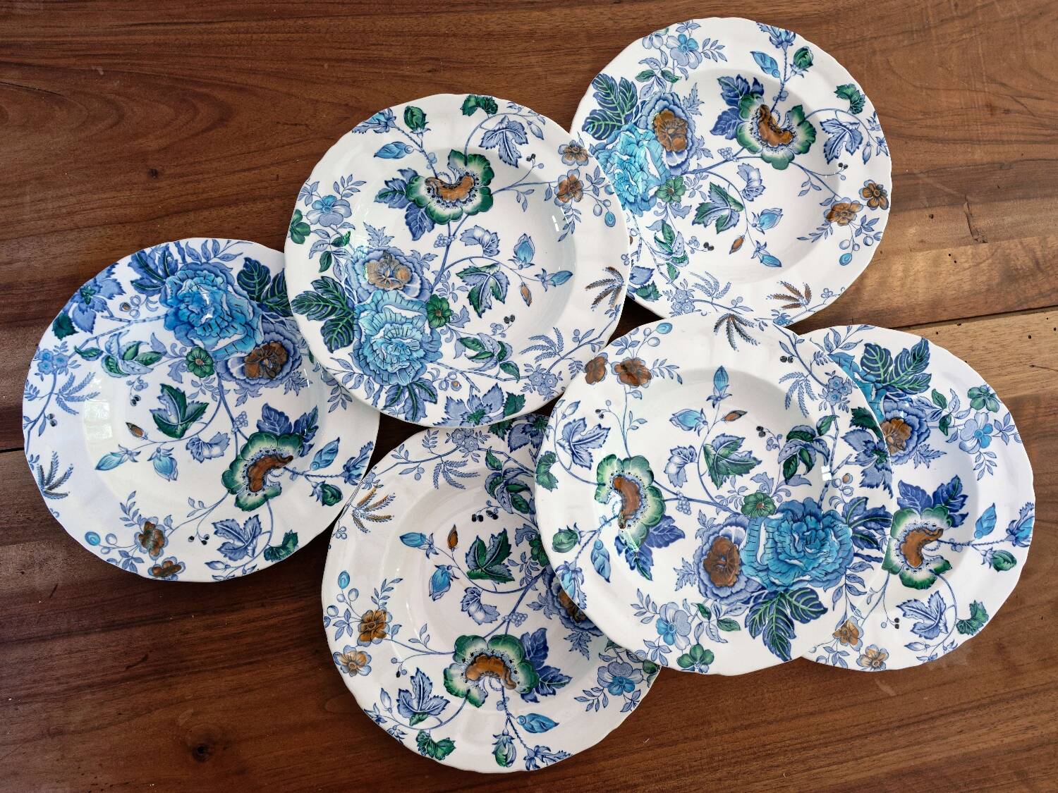 lot of 6 old hollow plates English earthenware Mason's