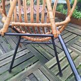 Fauteuil corbeille en rotin vintage