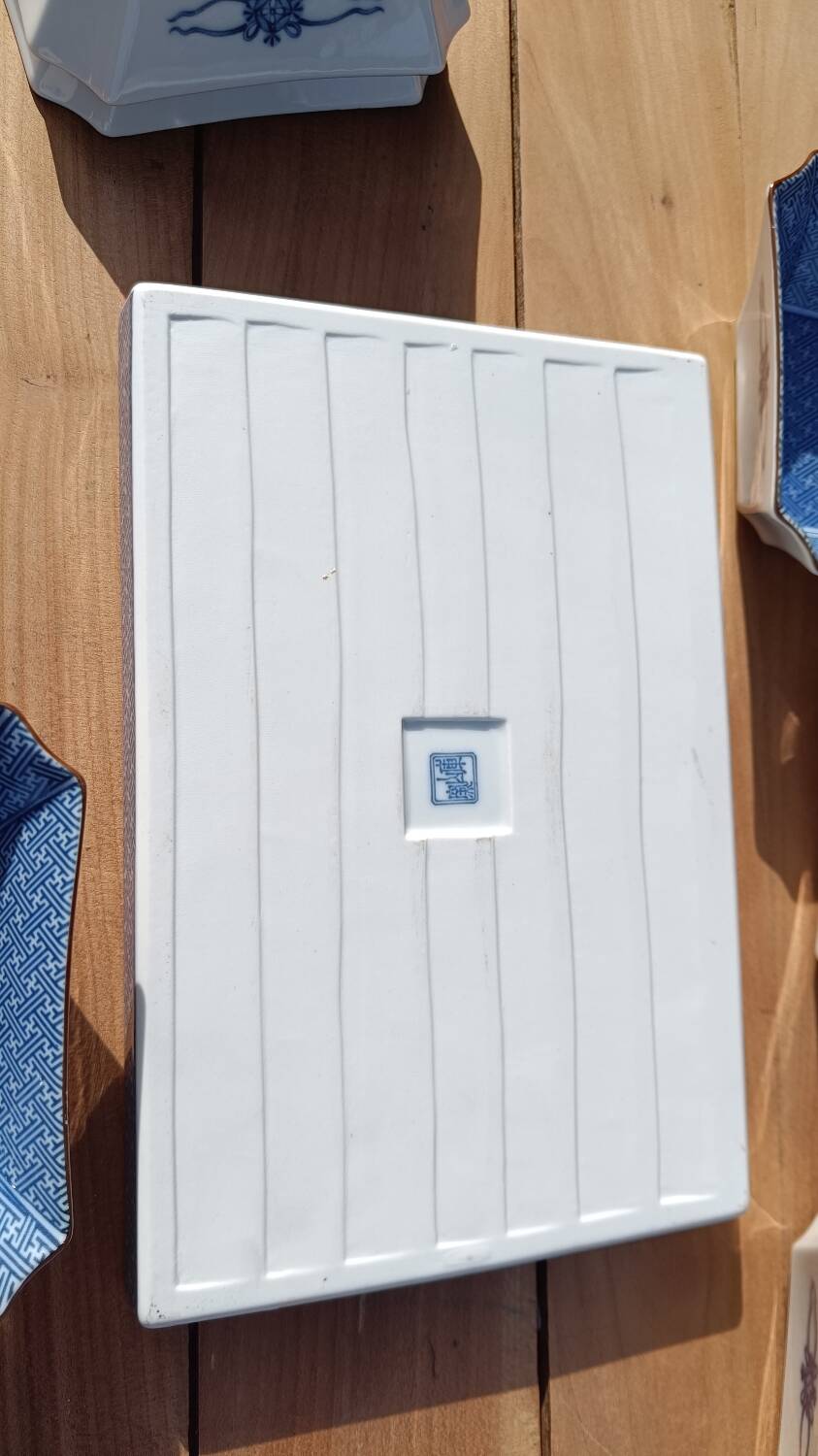 Asian set of platter and ten ramekins