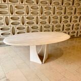 Oblong travertine dining table