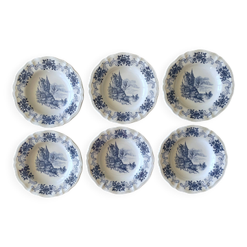 6 assiettes creuses anciennes en faïence de Sarreguemines