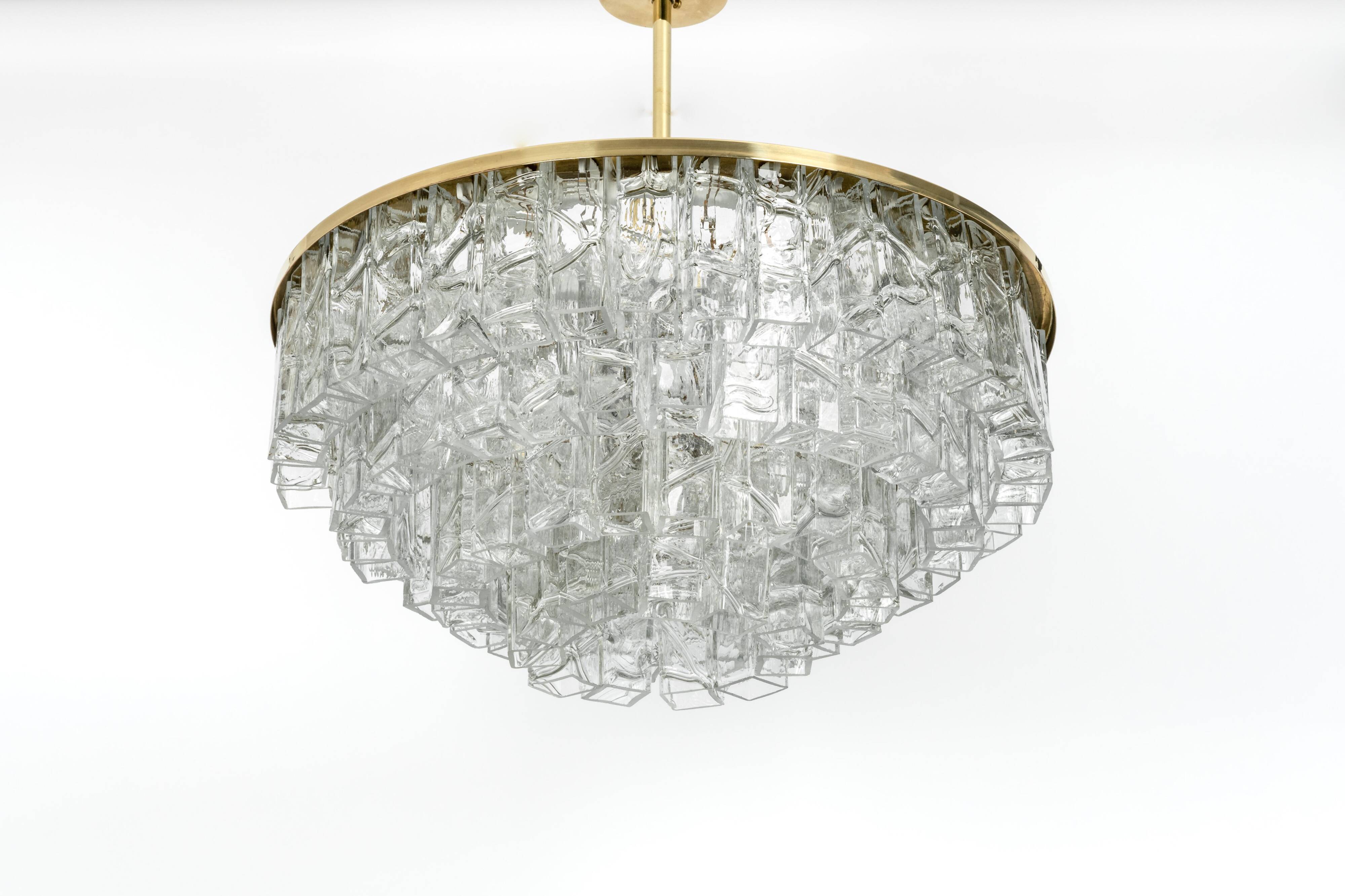 Doria Chandelier Mid-Century Frosted Glass, 1960s, Germany