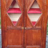 Library in solid oak and walnut, late 19th century