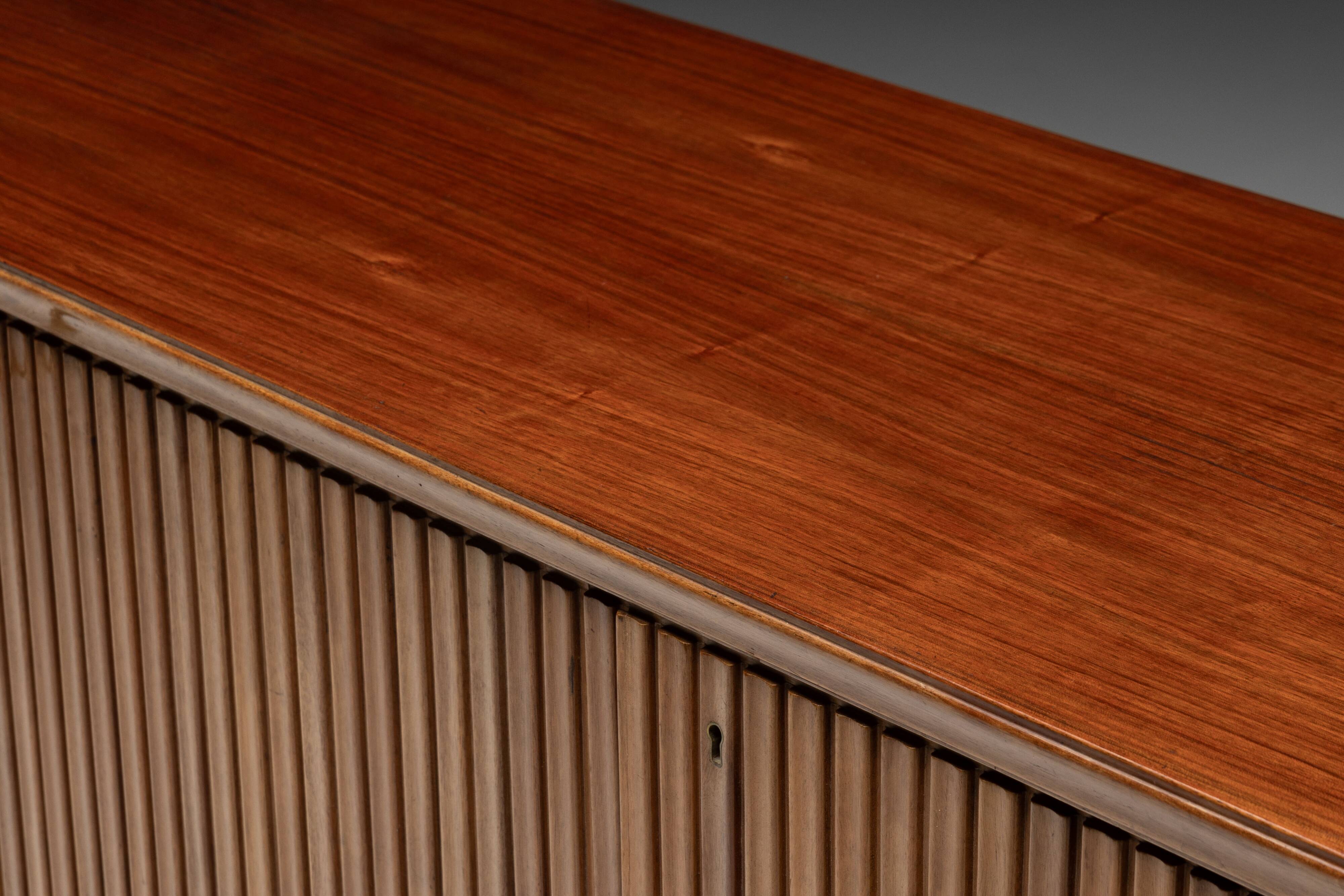 Modernist slatted credenza, Italy, 1960s