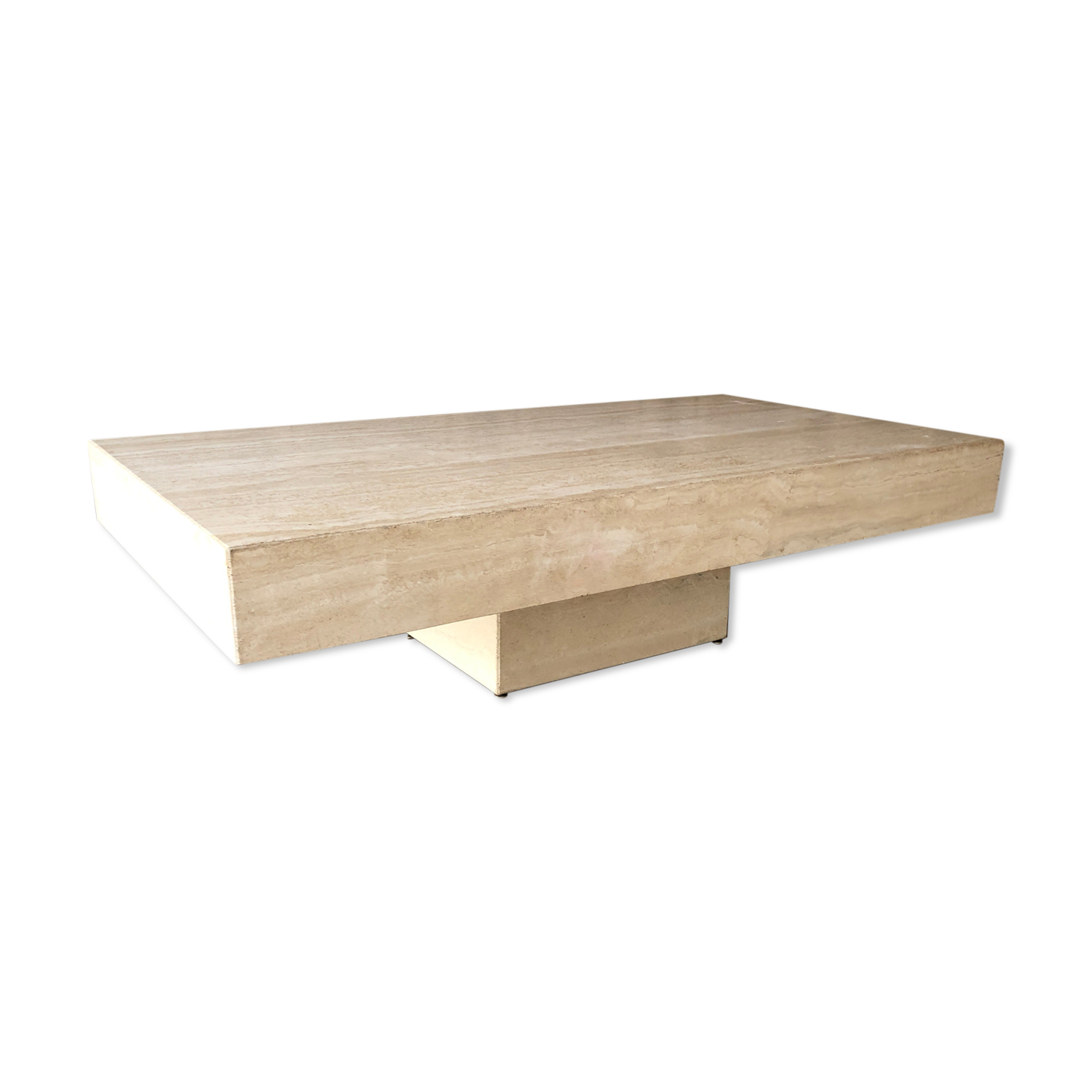 Rectangular travertine coffee table