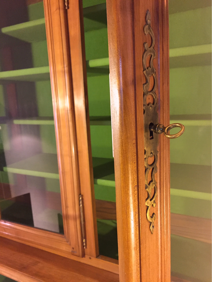 Vintage glass library in solid cherry