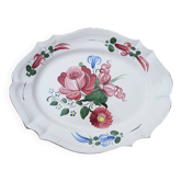 Ancien Grand Plat Oval en Faïence Décor Floral