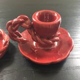 Pair of slip candlesticks