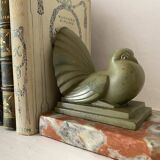 Paire de serre-livres Art déco pigeons