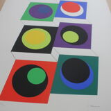 CLAISSE Geneviève Silkscreen print signed numbered abstract geometric 1967 circles