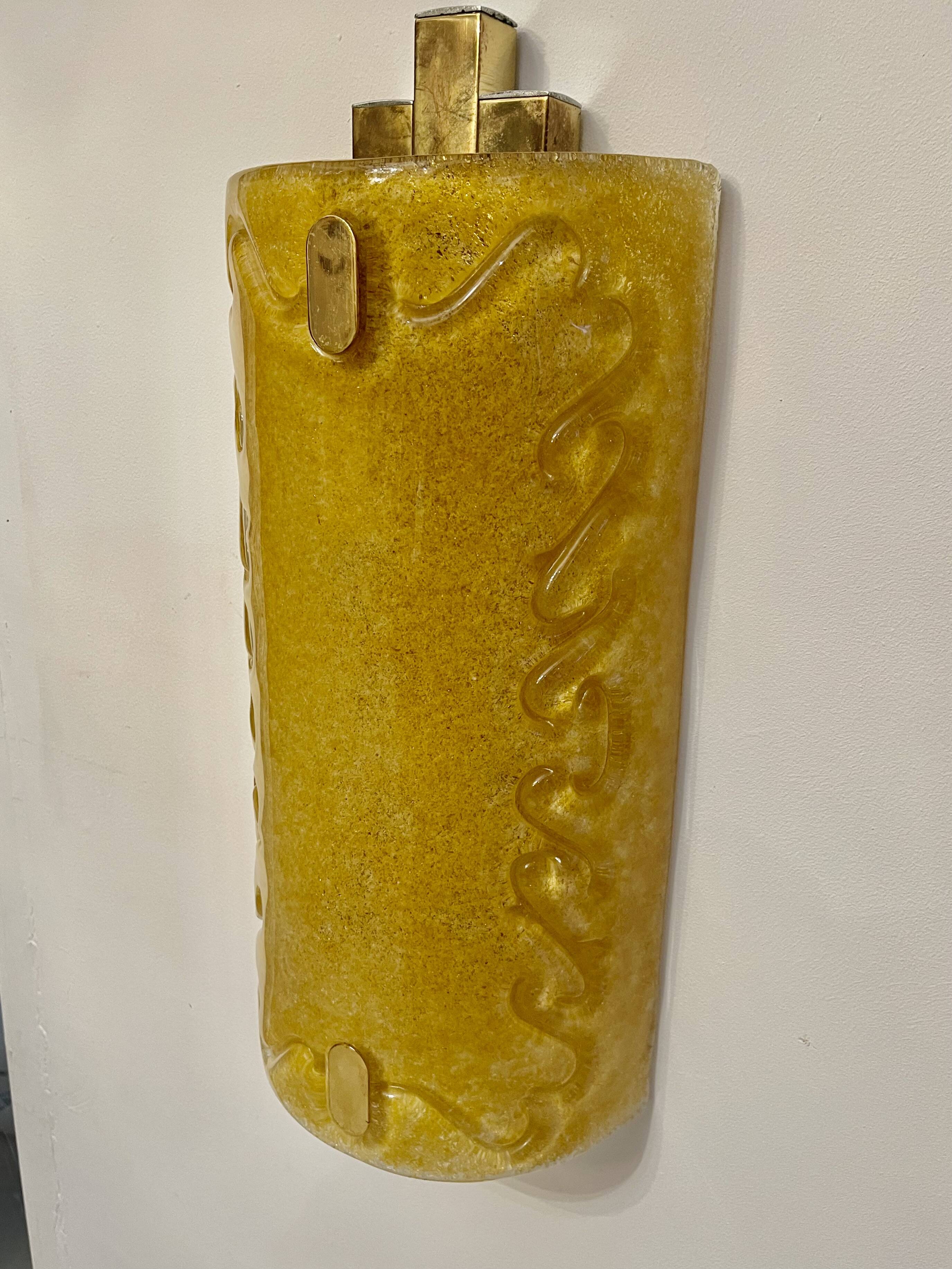 Vistosi wall lights with gold inlay by bd lumica structure Italy 1970