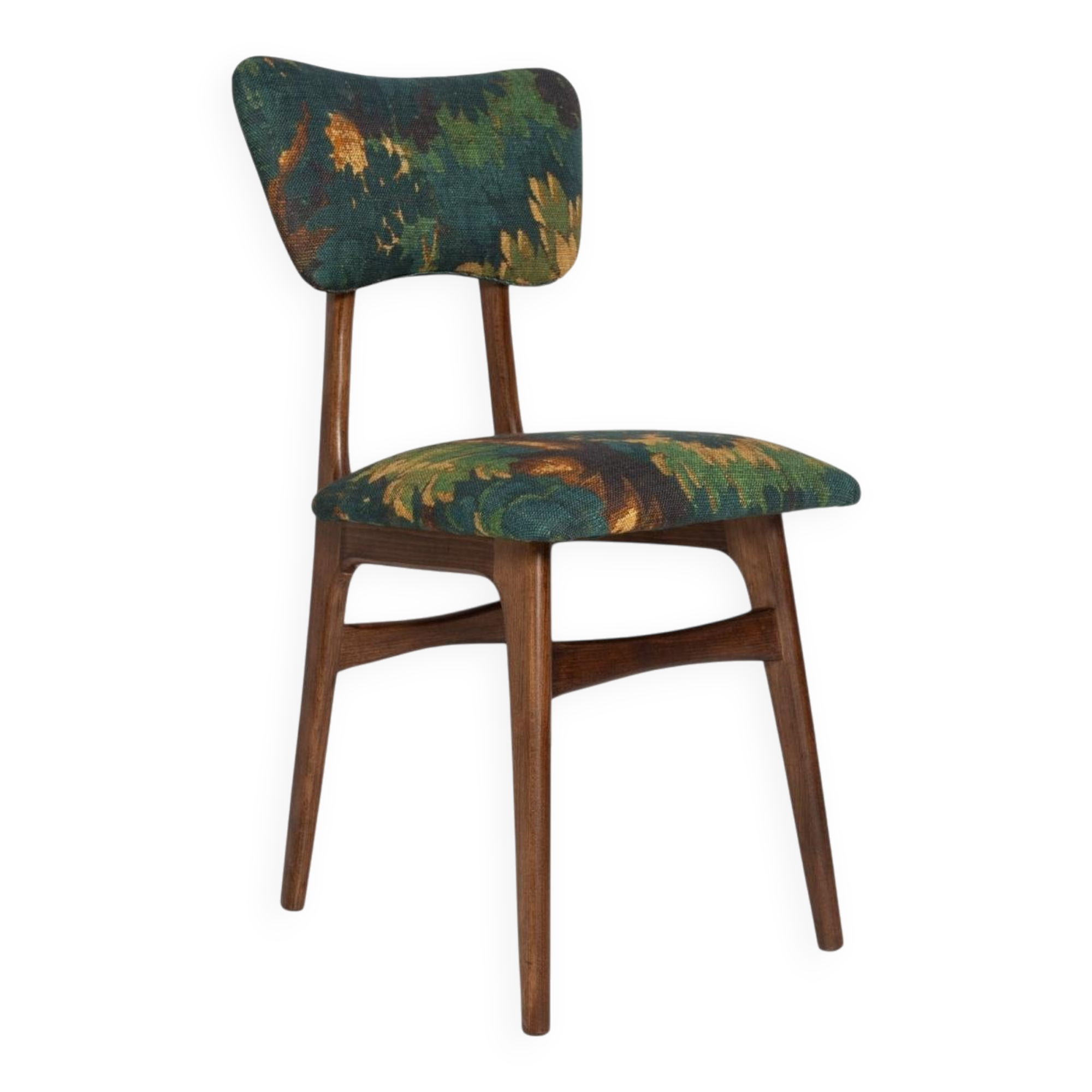 Mid-century butterfly chair, Schwarzwald linen by Dedar, dark wood, Europe, 1960s