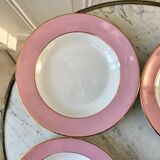 4 assiettes creuses Saint-Amand années 60 rose bonbon pastel