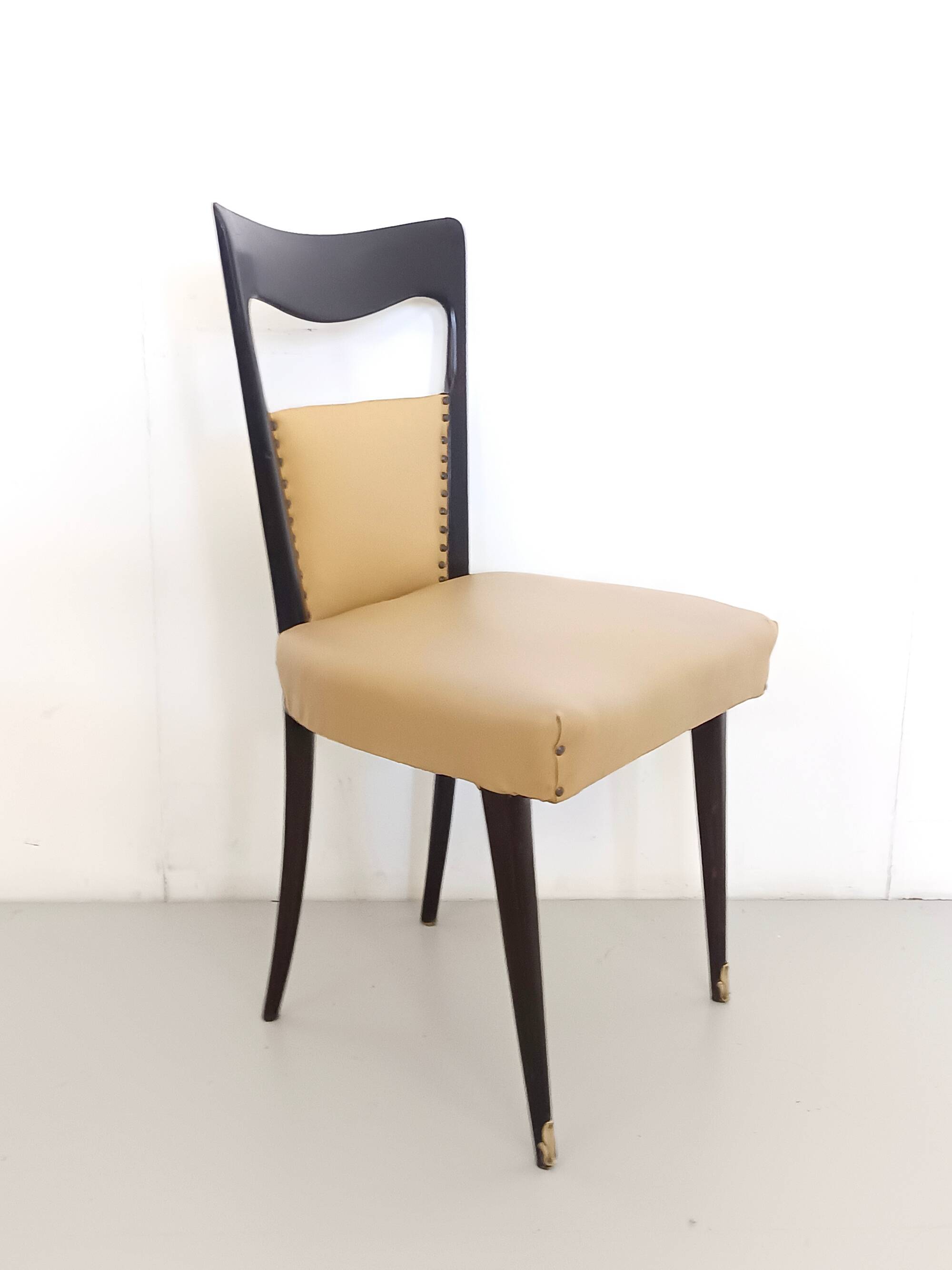 Set of Six Beige Skai Dining Chairs Ascr. to Melchiorre Bega, Italy