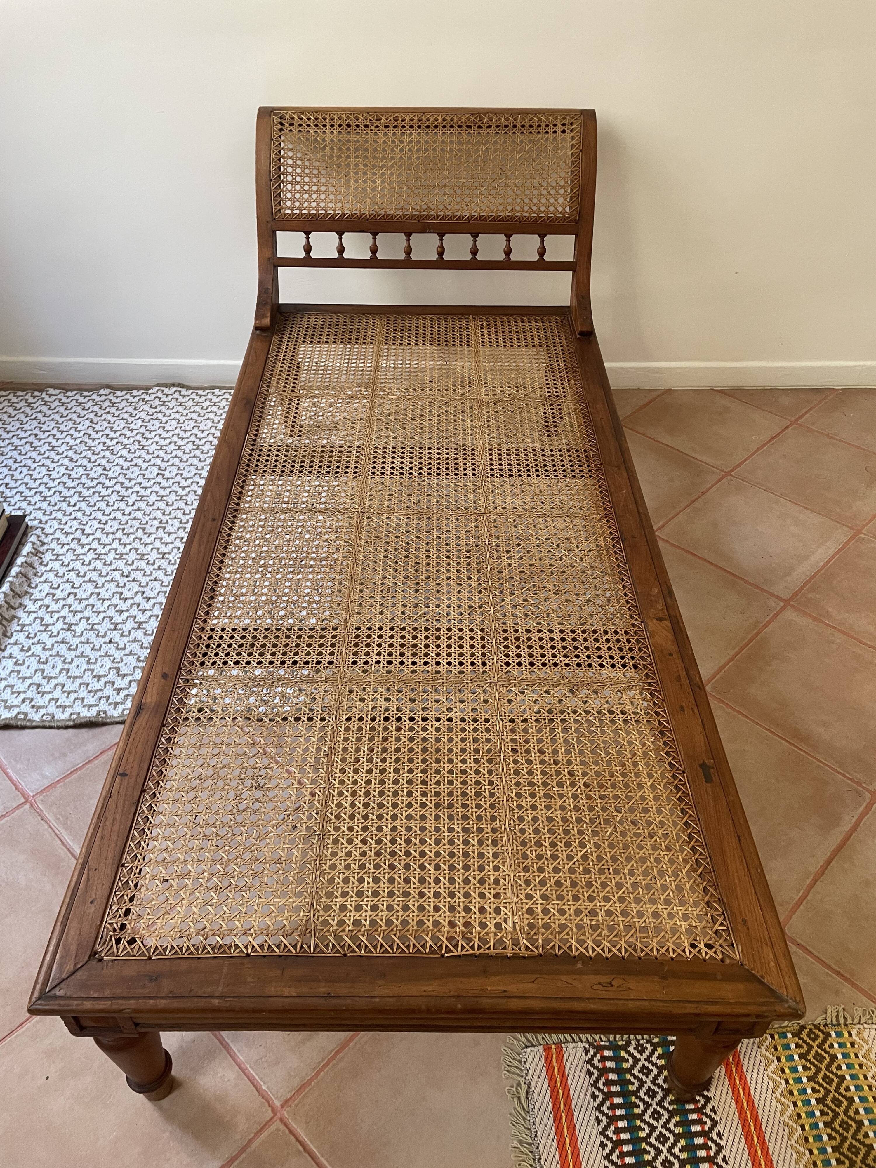 Indonesian daybed, canework and Java teak