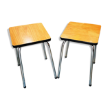Pair of brown formica stools
