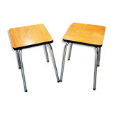 Pair of brown formica stools