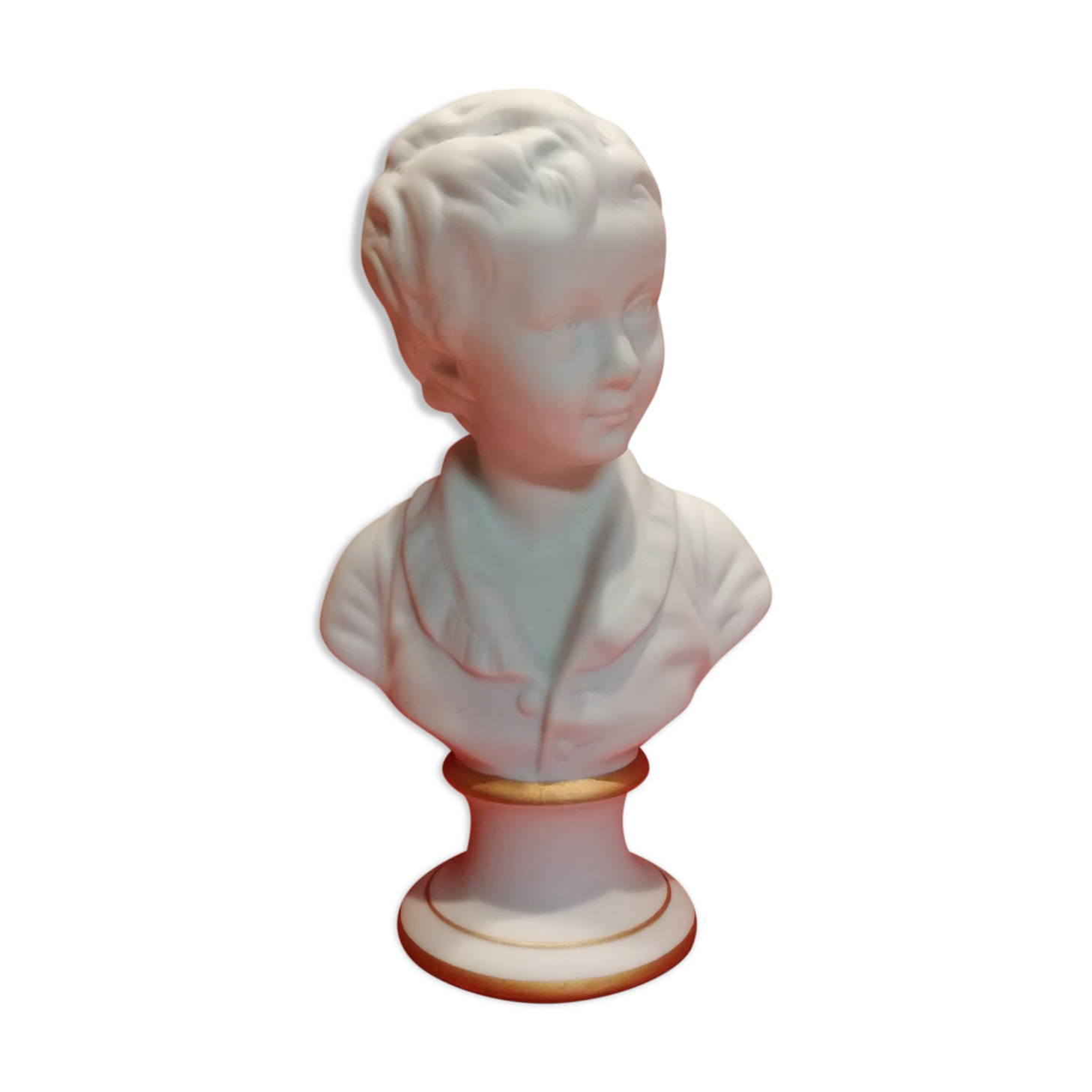 Small bust young boy in biscuit Tharaud Limoges