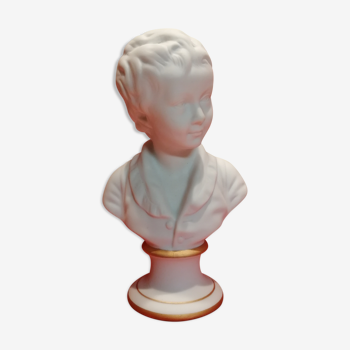 Small bust young boy in biscuit Tharaud Limoges