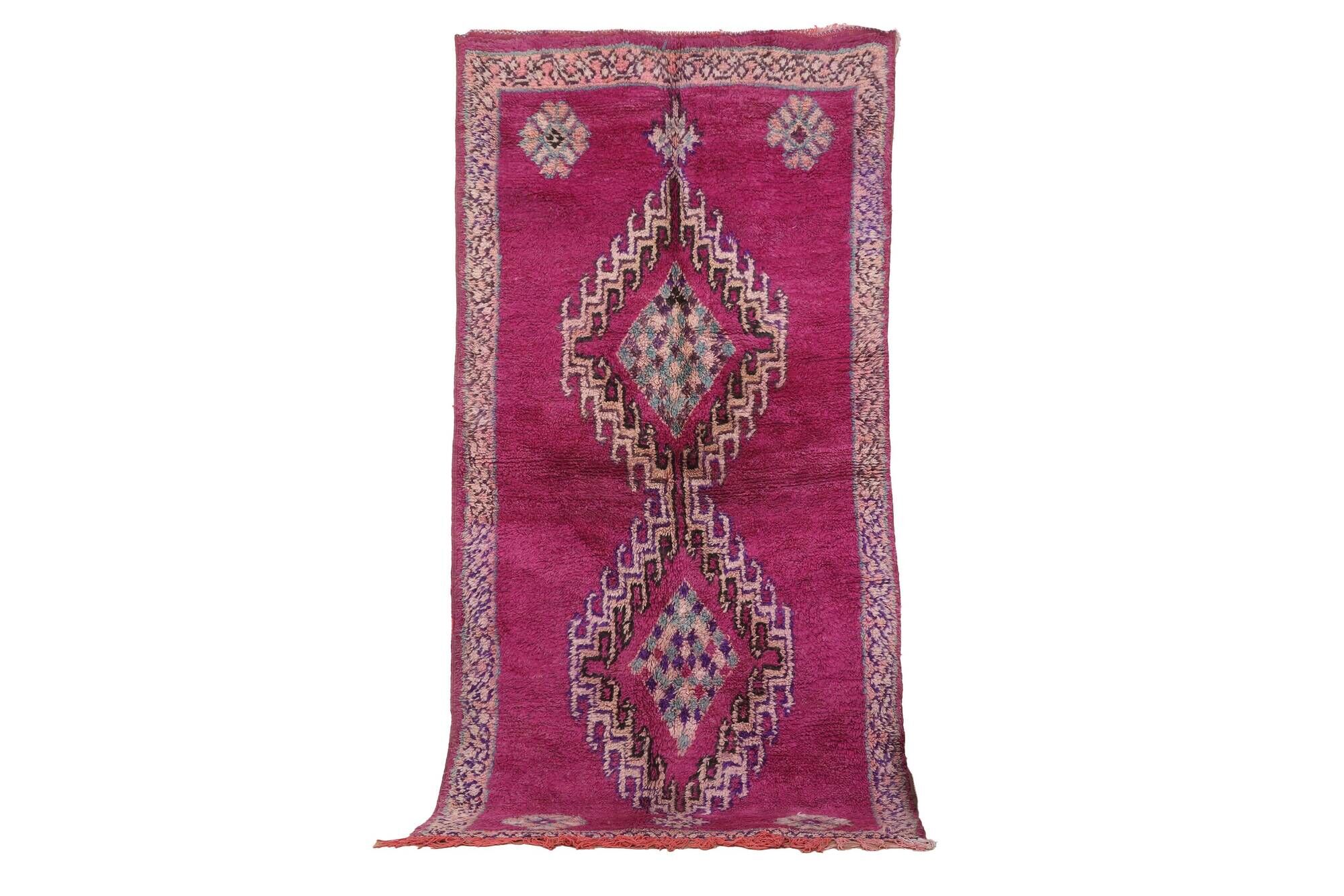Purple vintage Moroccan Rug 116 x 234 cm, Berber Wool Rug Handmade, Old Rug
