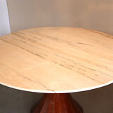 Marble and rosewood round dining table