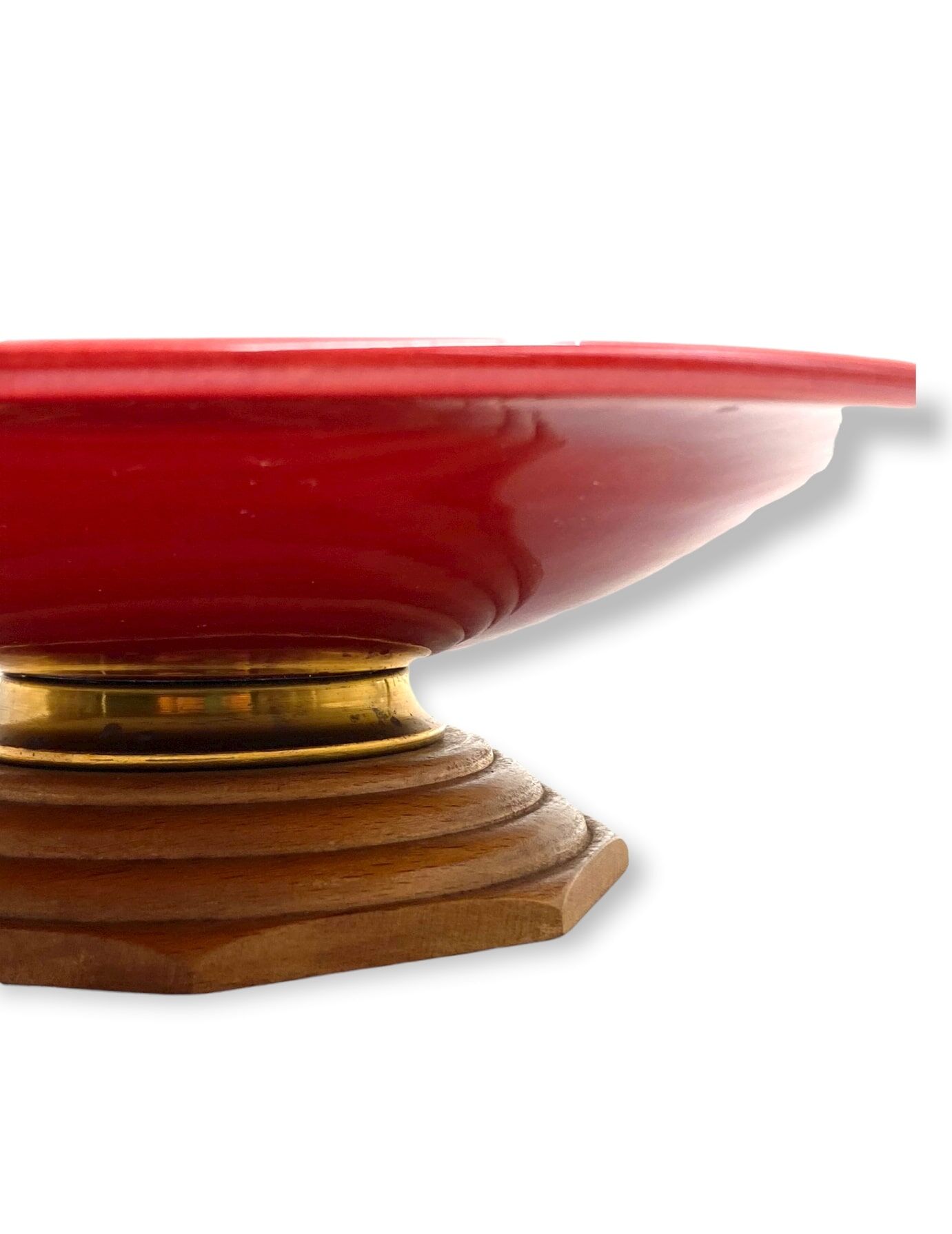Modern red vide poche / centerpiece, Sevres France 1940s