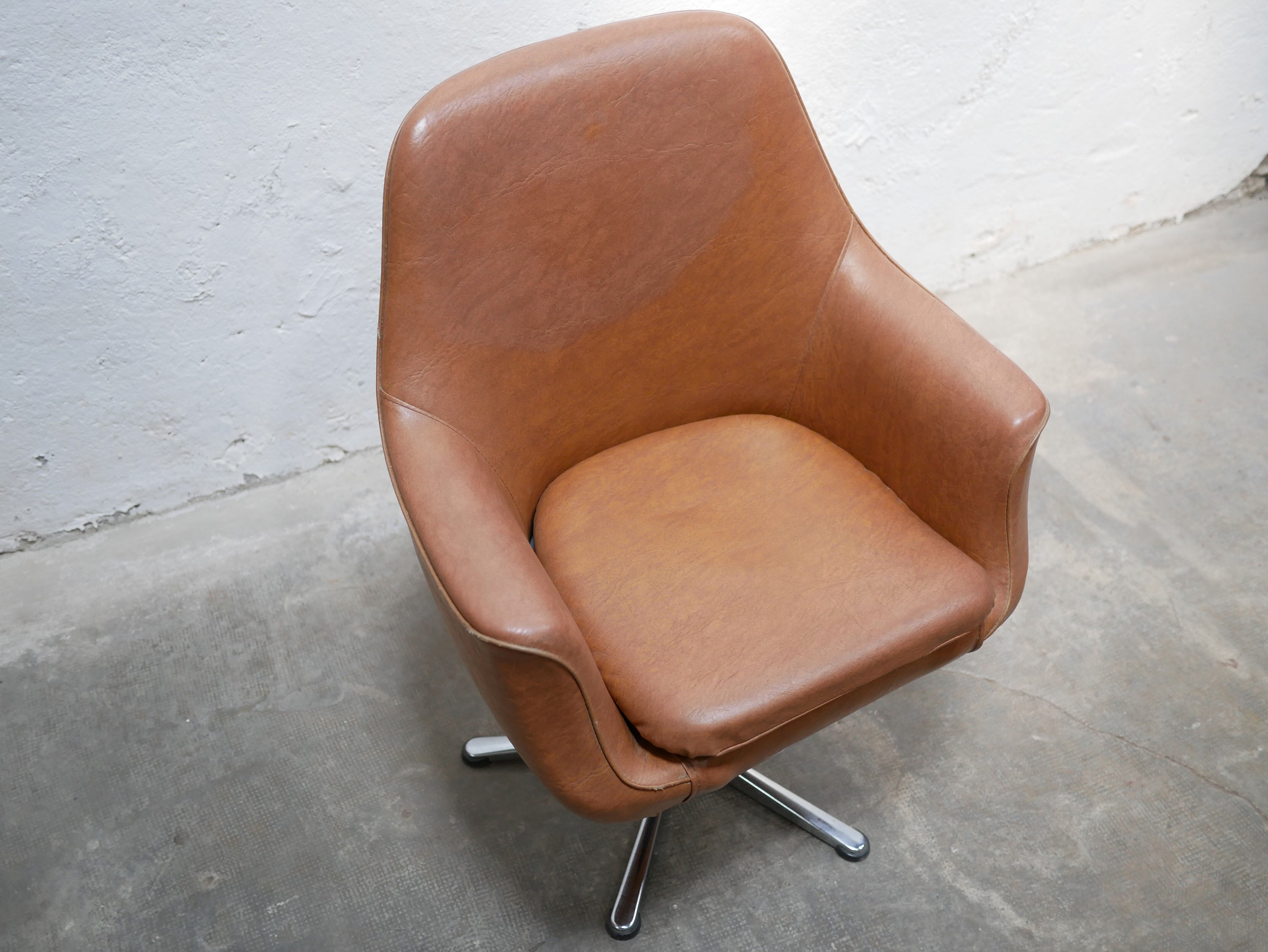 Vintage swivel desk chair in imitation leather