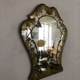 Painted old stitched mirror 33x39cm