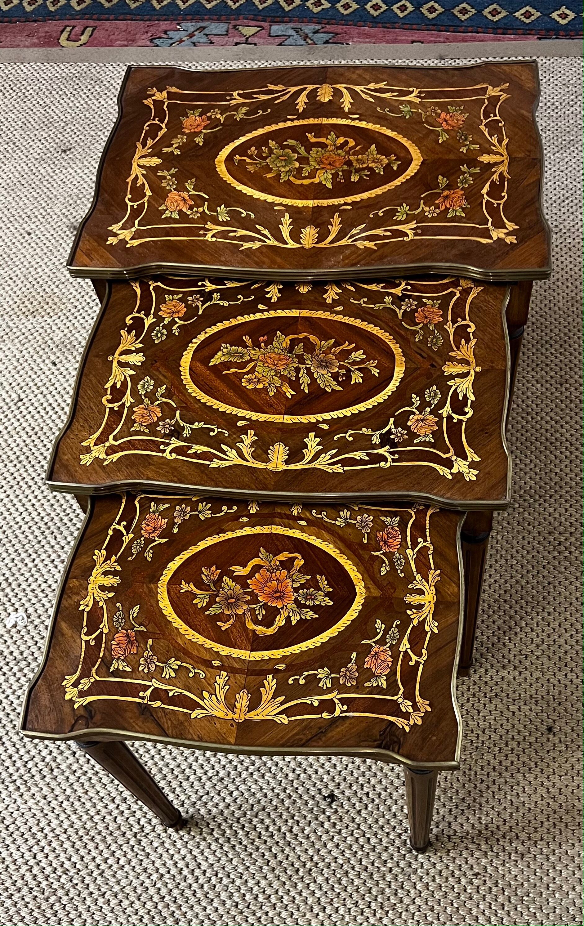 Nesting tables in Louis XVI style marquetry