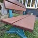 Garden bench, cast iron legs and exotic wood
