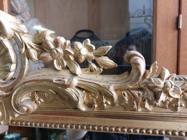 Miroir Louis XV en bois doré époque 19ème -1m63