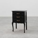 Commode de style Louis XV en chêne laqué noir, France, années 1950