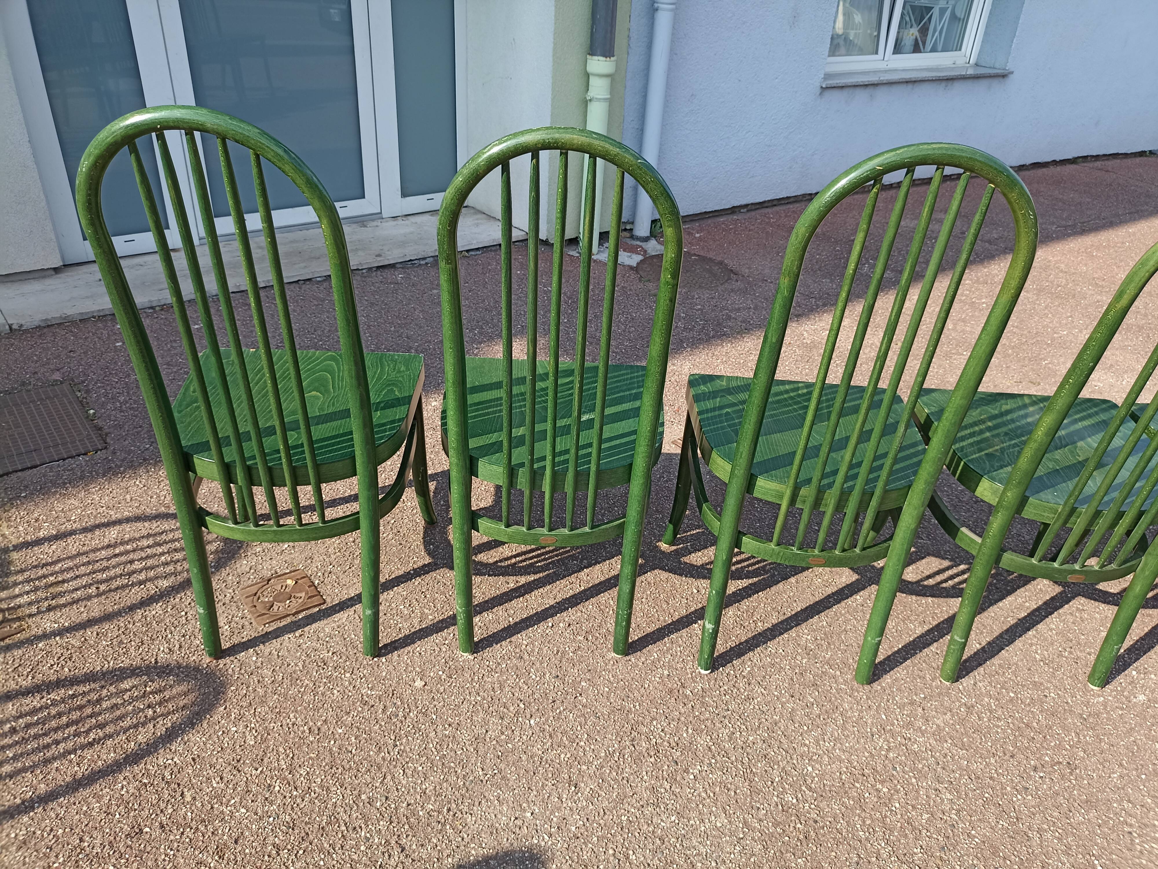 Lot de 6 chaises de bistrot baumann eden terrasse verte bois - vintage