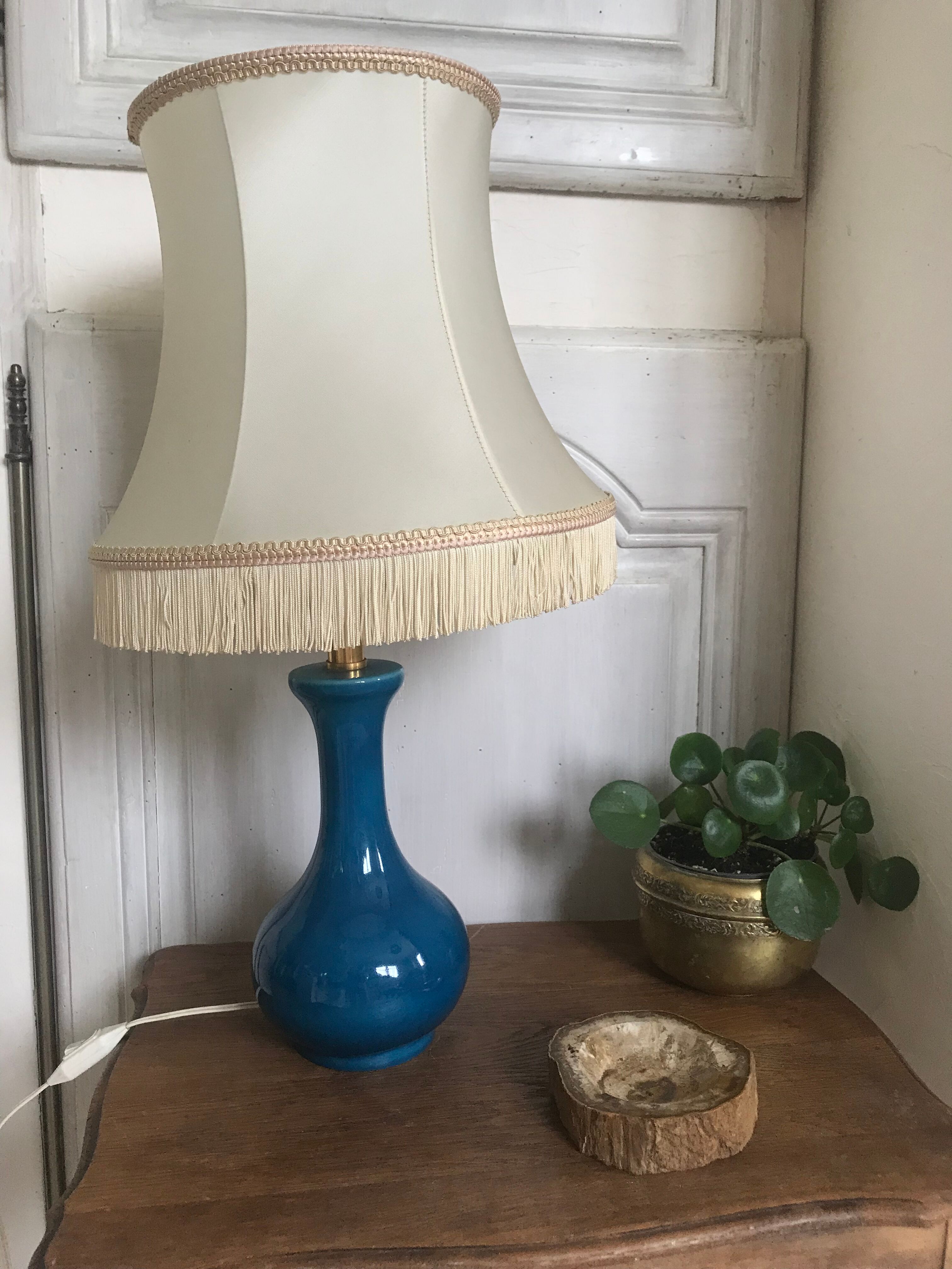 Vintage enamelled ceramic lamp