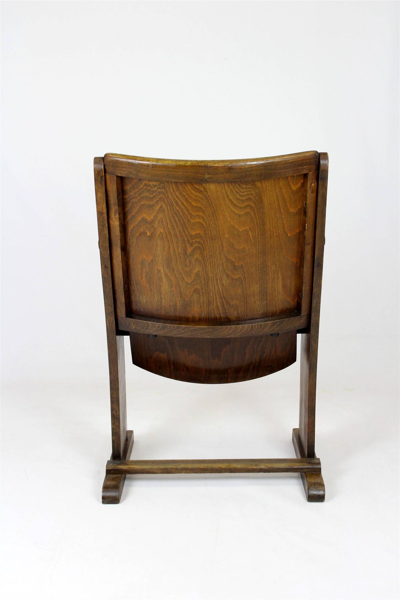 Vintage Cinema Chair TON (Thonet), 1940s Czech, Wooden Theatre Seat