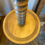 Lampadaire vintage Art déco en bois tourné