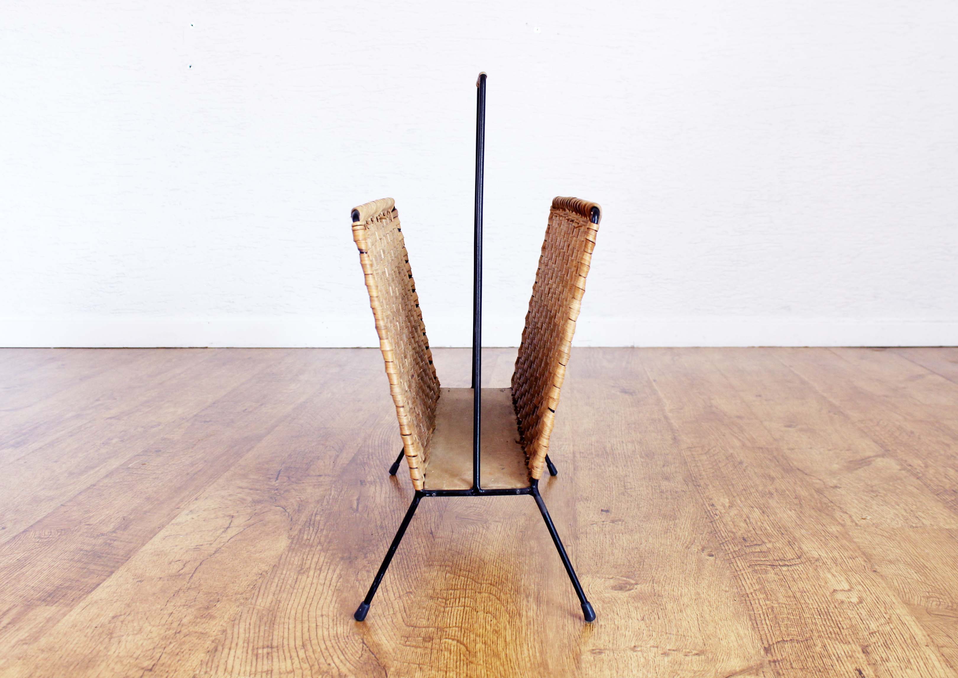 Vintage wicker magazine rack