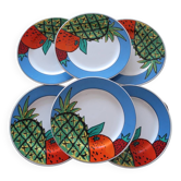 6 pop 90's porcelain dessert plates