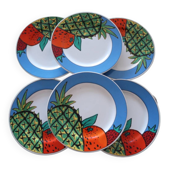 6 pop 90's porcelain dessert plates