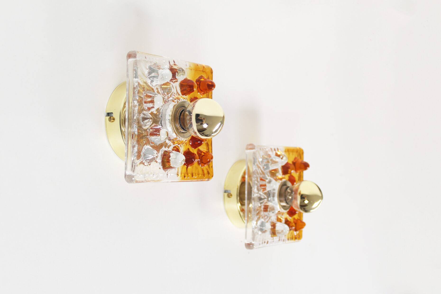 Set (2) of 1970s Murano glass wall sconces by AV Mazzega