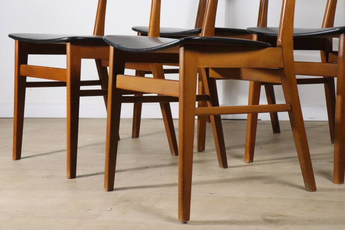 Set of 4 Danish Scandinavian teak chairs, 1960
