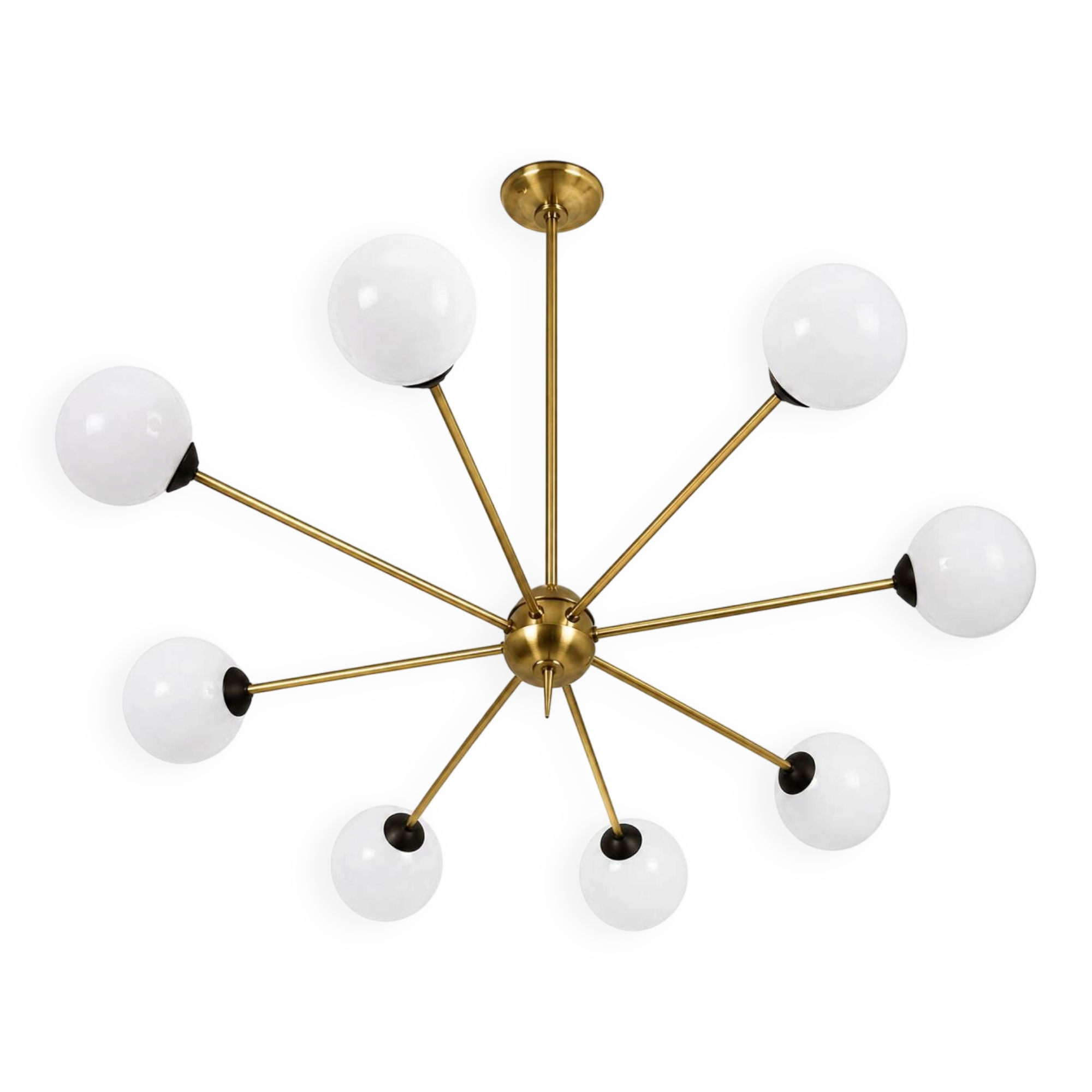 Lustre de style Stilnovo en laiton, métal et verre, années 1960