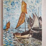 Marine oil on canvas signed Raveleau