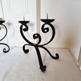 Elegant pair of vintage wrought iron candlesticks or candle holders from the 50s/60s